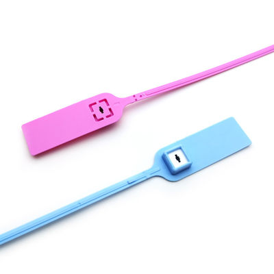 Zwarte 380 mm trekker Strakke streepjescode Veiligheidsplaat genummerd plastic zegel tag voor bank