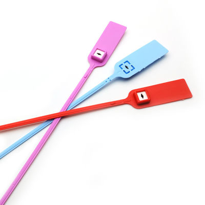 Zwarte 380 mm trekker Strakke streepjescode Veiligheidsplaat genummerd plastic zegel tag voor bank
