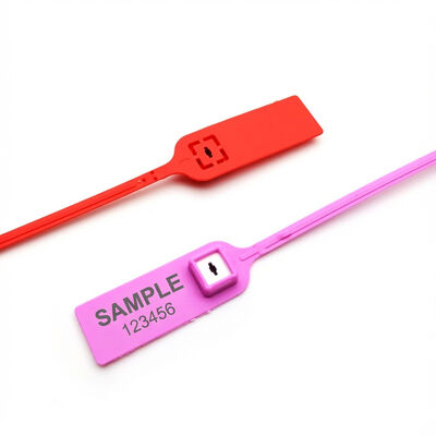 Zwarte 380 mm trekker Strakke streepjescode Veiligheidsplaat genummerd plastic zegel tag voor bank