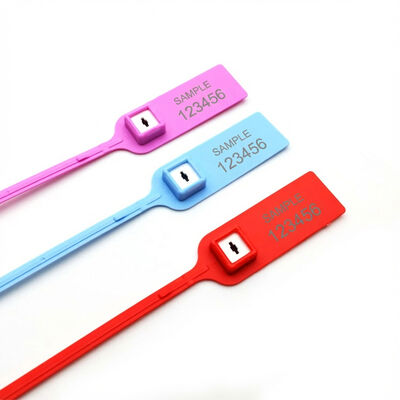 Zwarte 380 mm trekker Strakke streepjescode Veiligheidsplaat genummerd plastic zegel tag voor bank