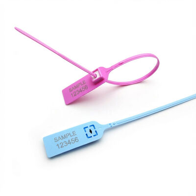 Zwarte 380 mm trekker Strakke streepjescode Veiligheidsplaat genummerd plastic zegel tag voor bank