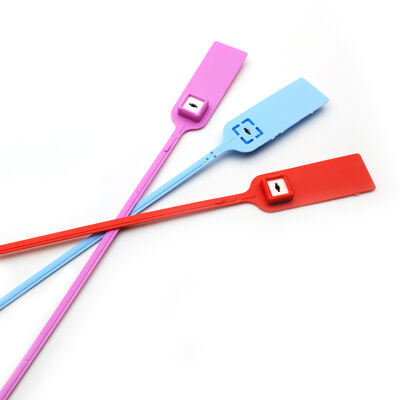 Zwarte 380 mm trekker Strakke streepjescode Veiligheidsplaat genummerd plastic zegel tag voor bank